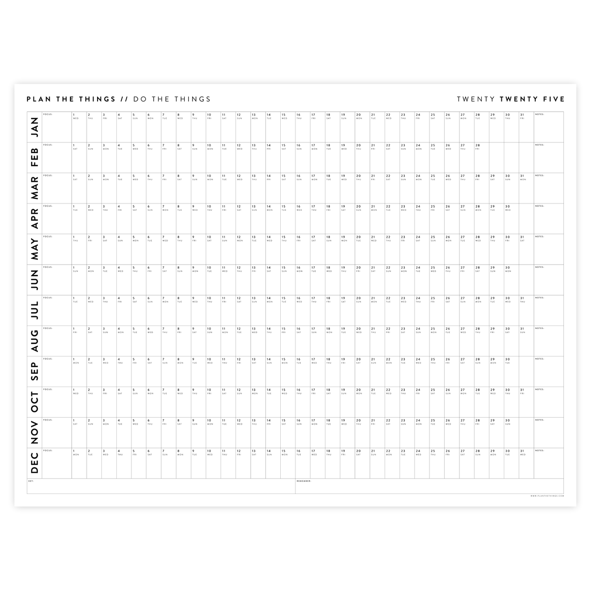 PRINTABLE VERTICAL 2025 WALL CALENDAR MINIMAL INSTANT DOWNLOAD