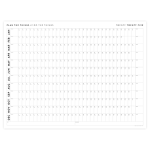 GIANT 2025 ANNUAL WALL CALENDAR | HORIZONTAL - MINIMAL / CLEAR