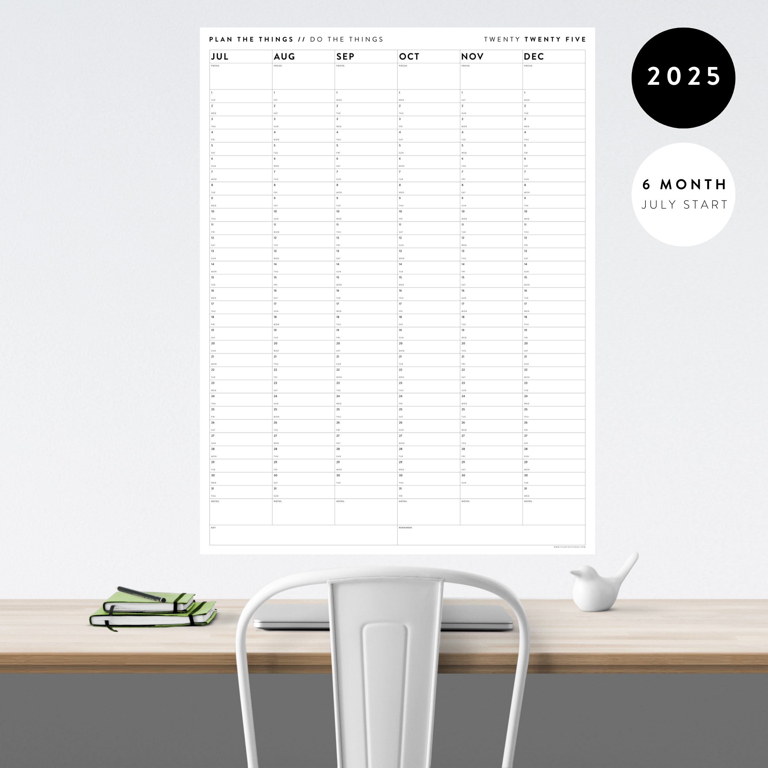 SIX MONTH 2025 MINIMAL GIANT WALL CALENDAR (JULY TO DECEMBER) - Plan The Things six-month-2025-minimal-giant-wall-calendar-july-to-december-plan-the-things
