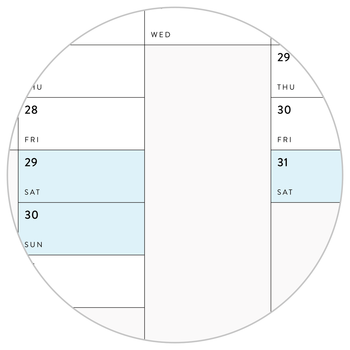 NEW! PRINTABLE VERTICAL 2026 WALL CALENDAR WITH ALIGNED BLUE WEEKENDS - INSTANT DOWNLOAD