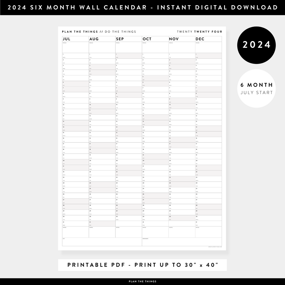 PRINTABLE SIX MONTH 2024 WALL CALENDAR JULY TO DECEMBER WITH GRAY WE printable-six-month-2024-wall-calendar-july-to-december-with-gray-we