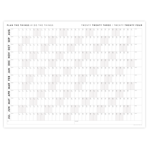 PRINTABLE 2023 / 2024 ACADEMIC WALL CALENDAR (AUGUST START) | HORIZONTAL WITH GRAY / GREY WEEKENDS - INSTANT DOWNLOAD
