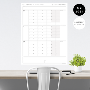 Q2 2024 QUARTERLY GIANT WALL CALENDAR (APRIL - JUNE 2024) - GREY / GRAY WEEKENDS