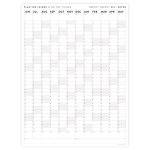 PRINTABLE 2026 - 2027 ACADEMIC WALL CALENDAR (JUNE START) | VERTICAL WITH GRAY WEEKENDS - INSTANT DOWNLOAD