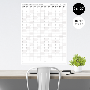 2026 - 2027 ACADEMIC WALL CALENDAR (JUNE START) | VERTICAL WITH GRAY WEEKENDS