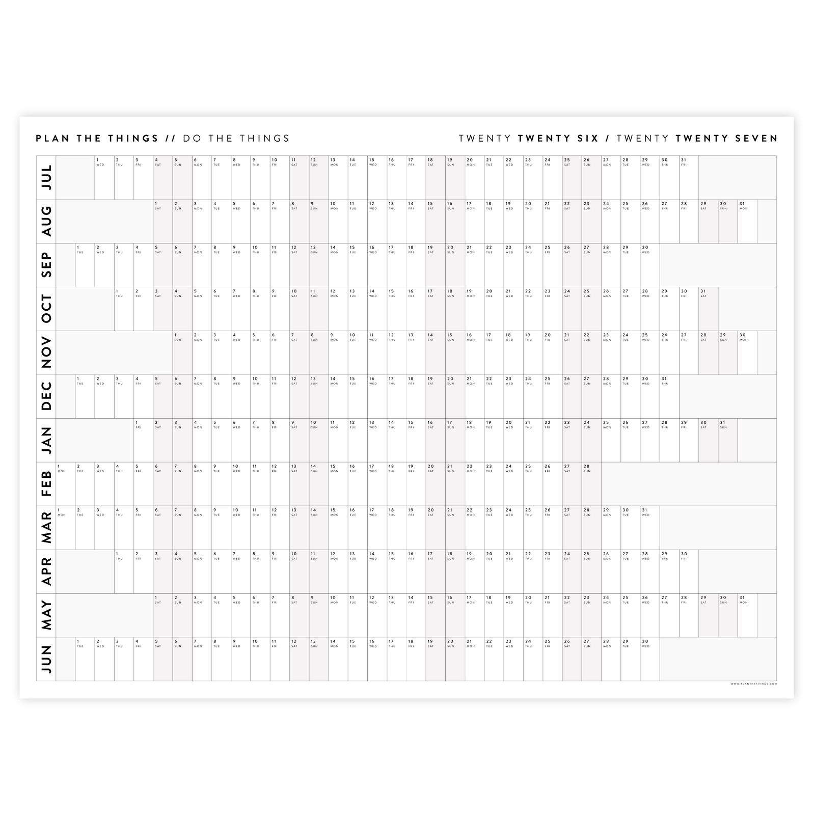 NEW FORMAT! GIANT 2027 ANNUAL WALL CALENDAR | HORIZONTAL WITH ALIGNED GRAY WEEKENDS