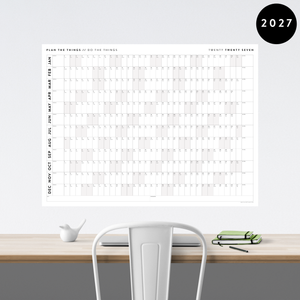 GIANT 2027 ANNUAL WALL CALENDAR | HORIZONTAL WITH GRAY WEEKENDS