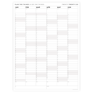 SIX MONTH 2026 GIANT WALL CALENDAR (JANUARY TO JUNE)  WITH GRAY WEEKENDS