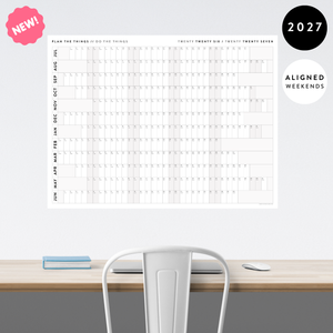 NEW FORMAT! GIANT 2027 ANNUAL WALL CALENDAR | HORIZONTAL WITH ALIGNED GRAY WEEKENDS