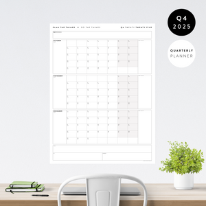 Q4 2025 QUARTERLY GIANT WALL CALENDAR (OCTOBER - DECEMBER 2025) - GRAY WEEKENDS