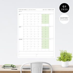 Q3 2025 QUARTERLY GIANT WALL CALENDAR (JULY - SEPTEMBER 2025) - GREEN WEEKENDS