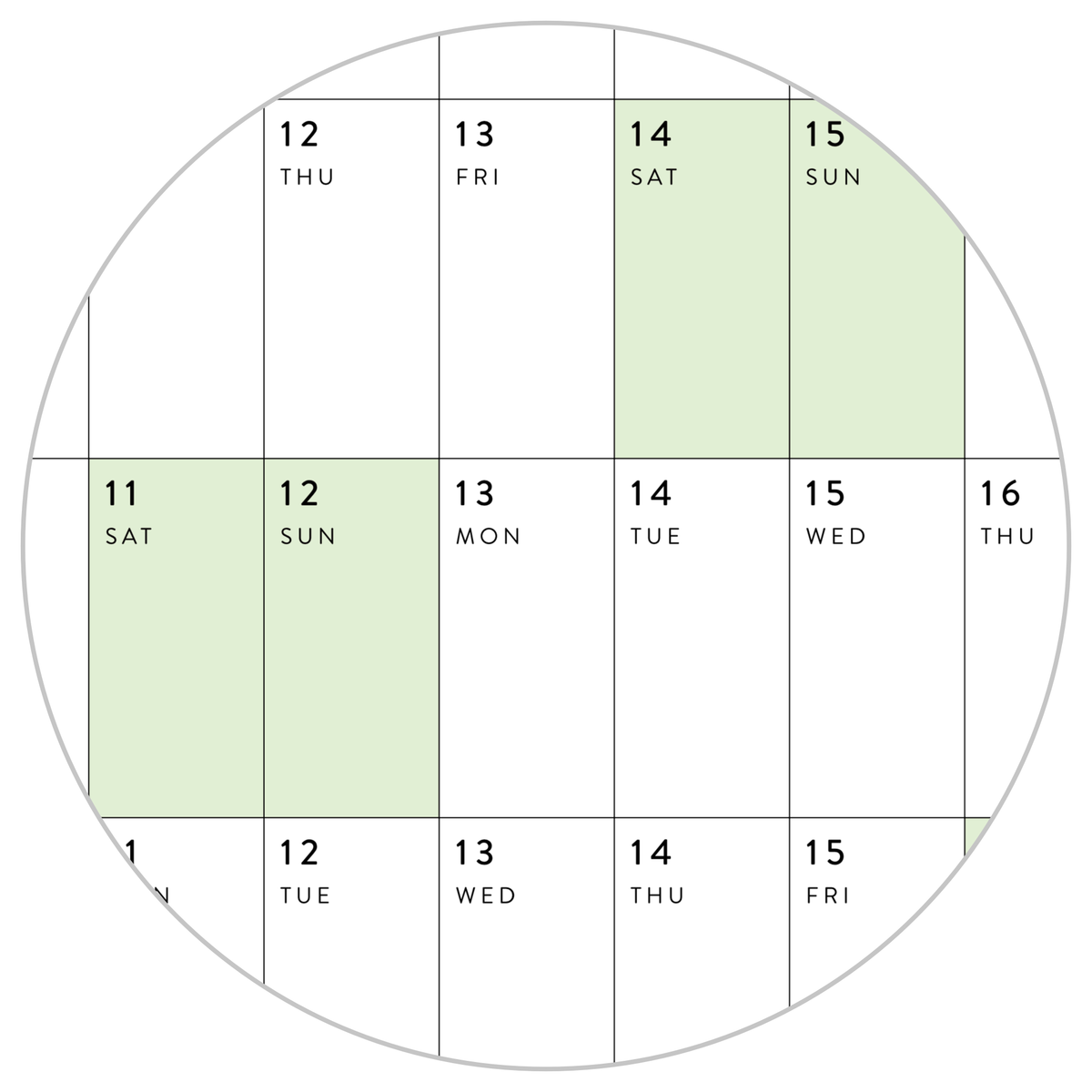 GIANT 2026 ANNUAL WALL CALENDAR | HORIZONTAL WITH GREEN WEEKENDS