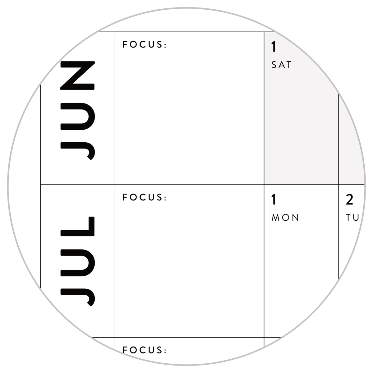 2025 - 2026 ACADEMIC WALL CALENDAR (JUNE START) | HORIZONTAL WITH GRAY / GREY WEEKENDS