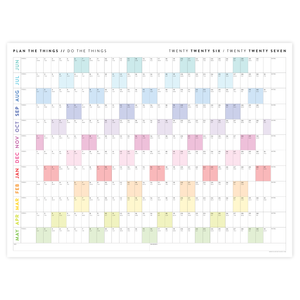 2026 - 2027 ACADEMIC WALL CALENDAR (JUNE START) | HORIZONTAL WITH RAINBOW WEEKENDS