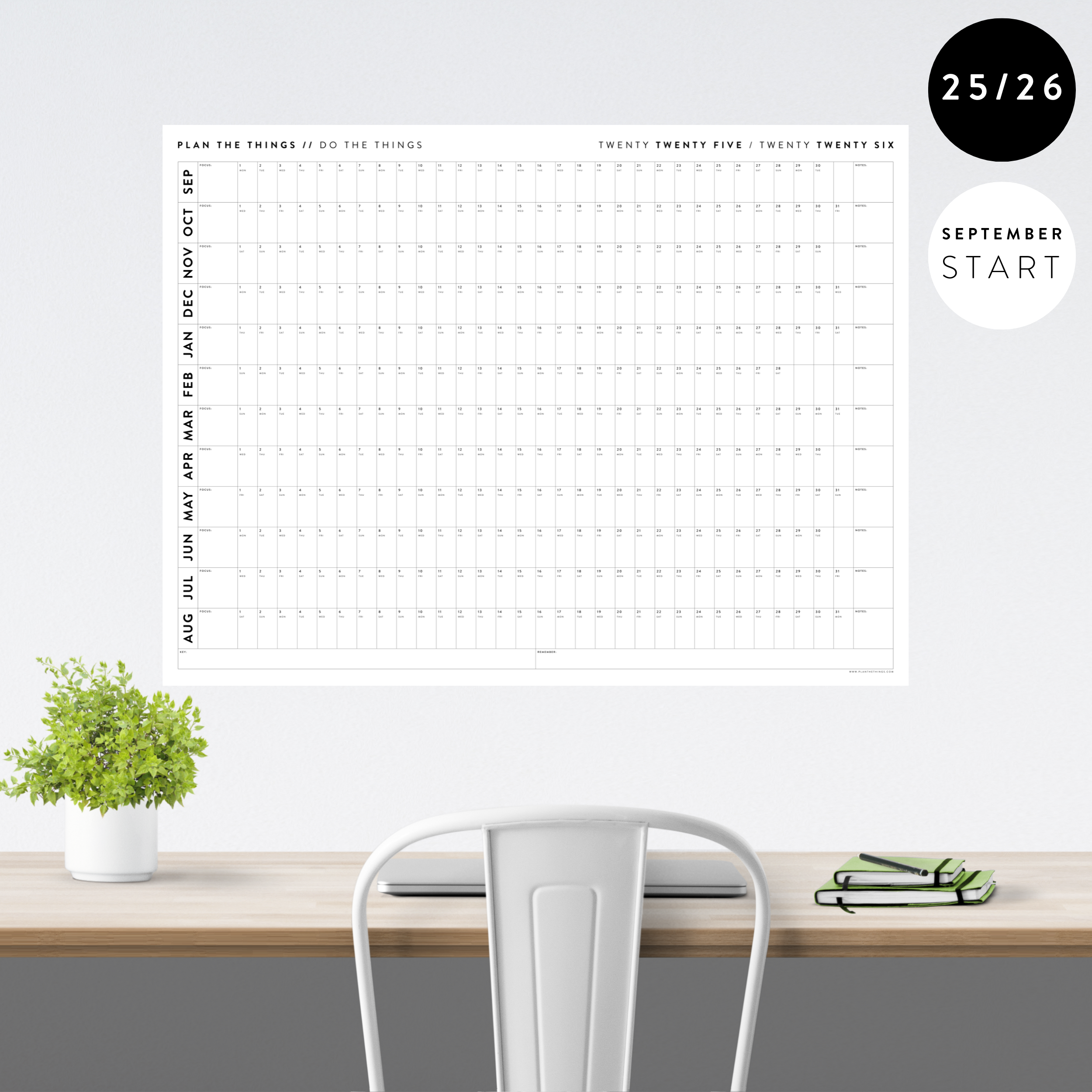 2025 2026 ACADEMIC WALL CALENDAR (SEPTEMBER START) HORIZONTAL MI