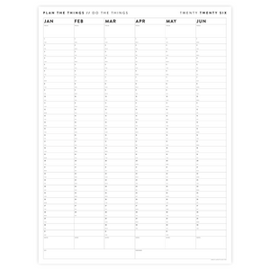 SIX MONTH 2026 GIANT WALL CALENDAR (JANUARY TO JUNE)  MINIMAL / CLEAR