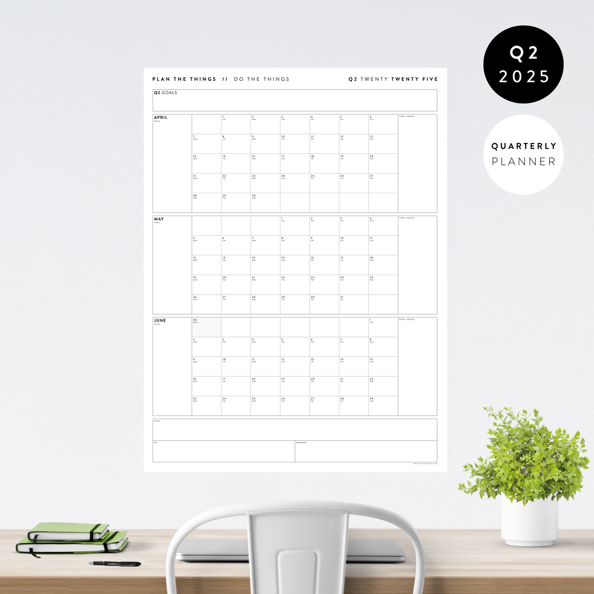 Q2 2025 QUARTERLY GIANT WALL CALENDAR (APRIL - JUNE 2025) - MINIMAL