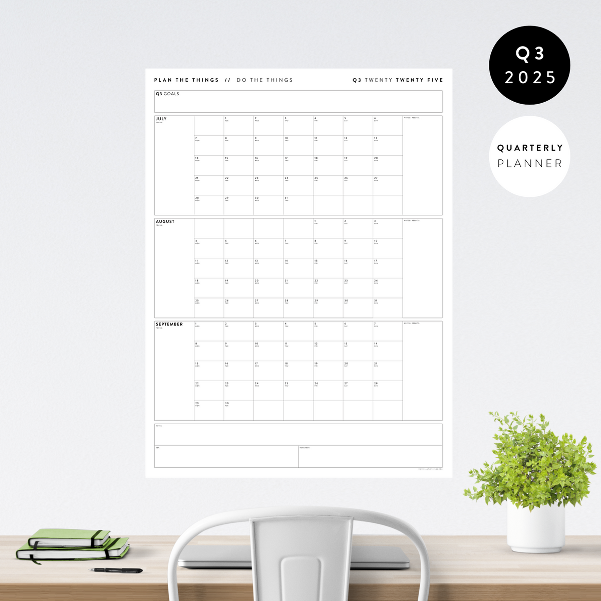 Q3 2025 QUARTERLY GIANT WALL CALENDAR (JULY - SEPTEMBER 2025) - MINIMAL