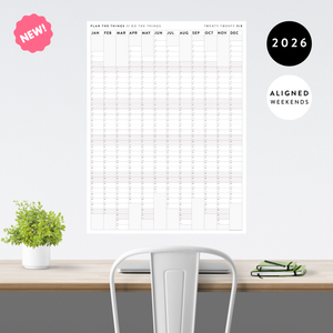 NEW FORMAT! GIANT 2026 ANNUAL WALL CALENDAR | VERTICAL WITH GRAY ALIGNED WEEKENDS