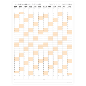 2023 / 2024 ACADEMIC WALL CALENDAR (SEPTEMBER START) | VERTICAL WITH ORANGE WEEKENDS