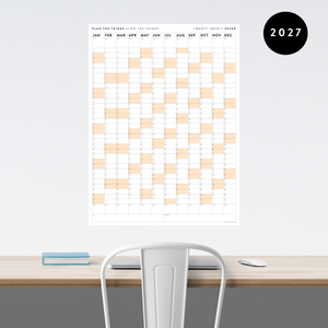 GIANT 2027 ANNUAL WALL CALENDAR | VERTICAL WITH ORANGE WEEKENDS