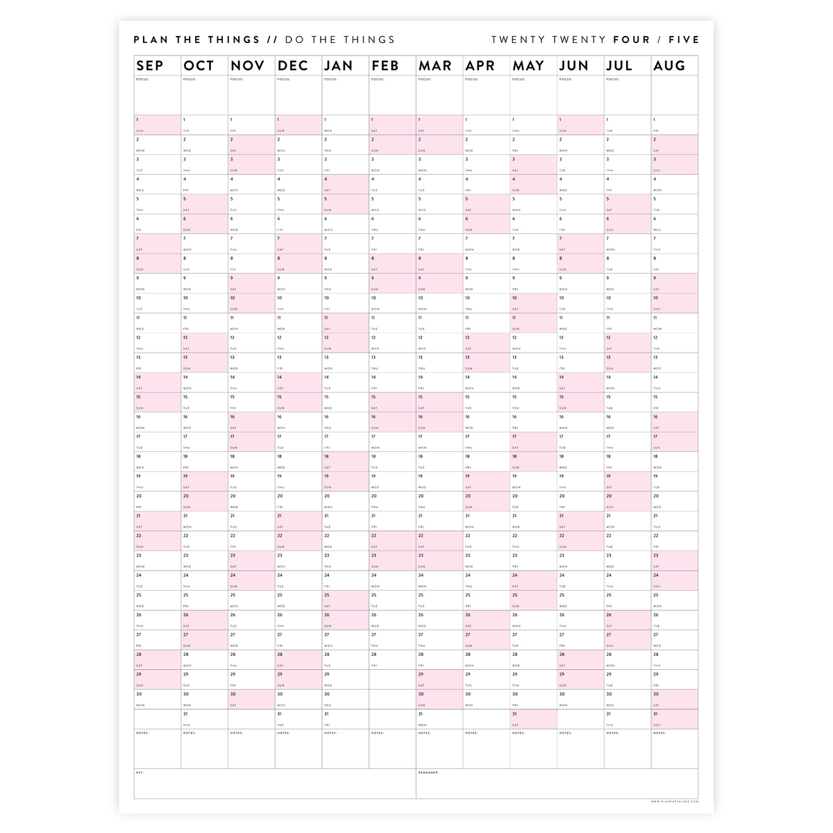 2024 - 2025 ACADEMIC WALL CALENDAR (SEPTEMBER START) | VERTICAL WITH P - Plan The Things 2024-2025-academic-wall-calendar-september-start-vertical-with-p-plan-the-things