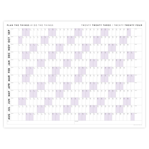 2023 / 2024 ACADEMIC WALL CALENDAR (SEPTEMBER START) | HORIZONTAL WITH PURPLE WEEKENDS