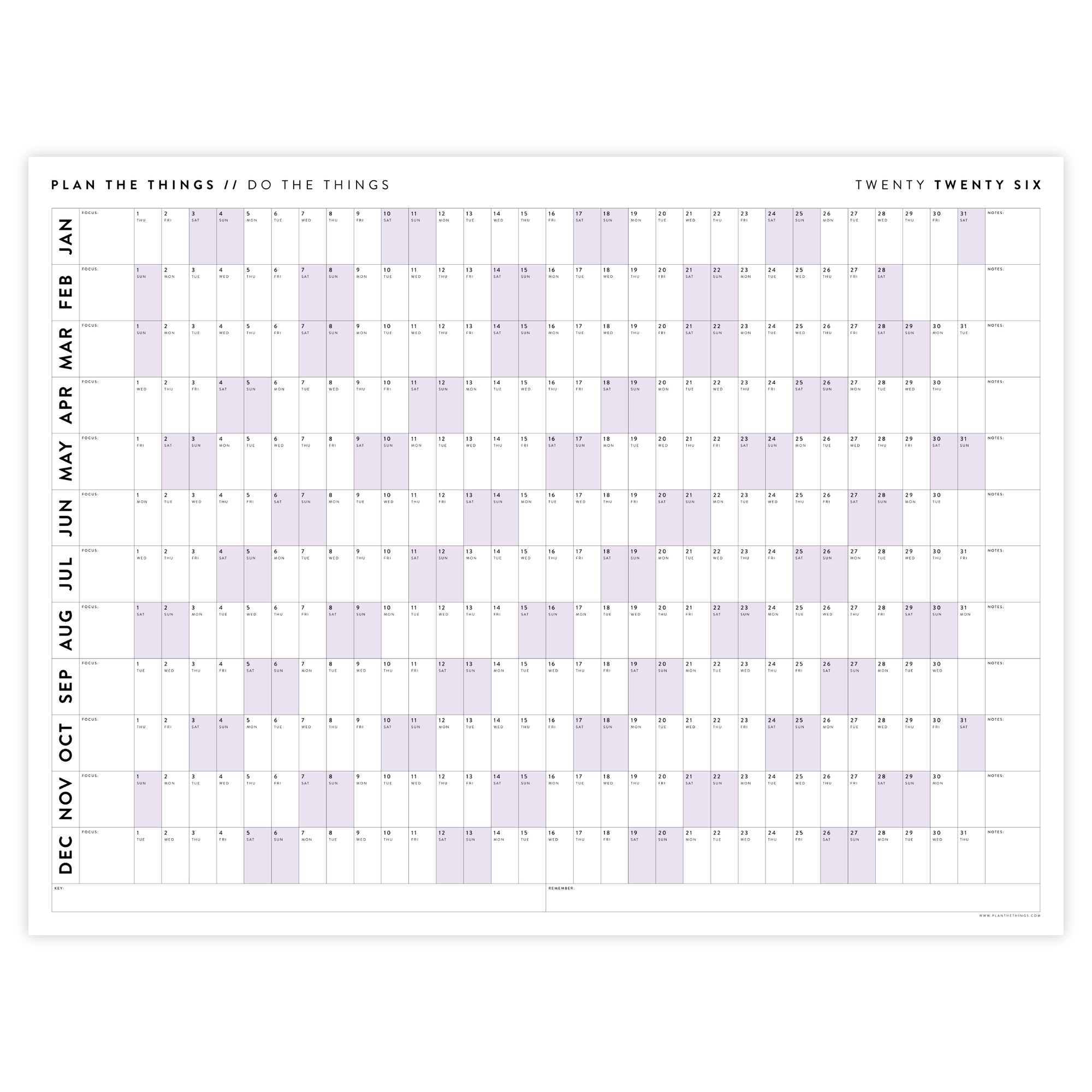 PRINTABLE 2026 ANNUAL CALENDARS // INSTANT DOWNLOAD - Plan The Things printable-2026-annual-calendars-instant-download-plan-the-things