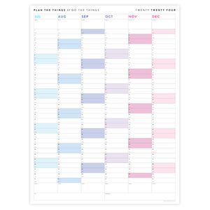 SIX MONTH 2024 GIANT WALL CALENDAR (JULY TO DECEMBER) WITH RAINBOW WEEKENDS