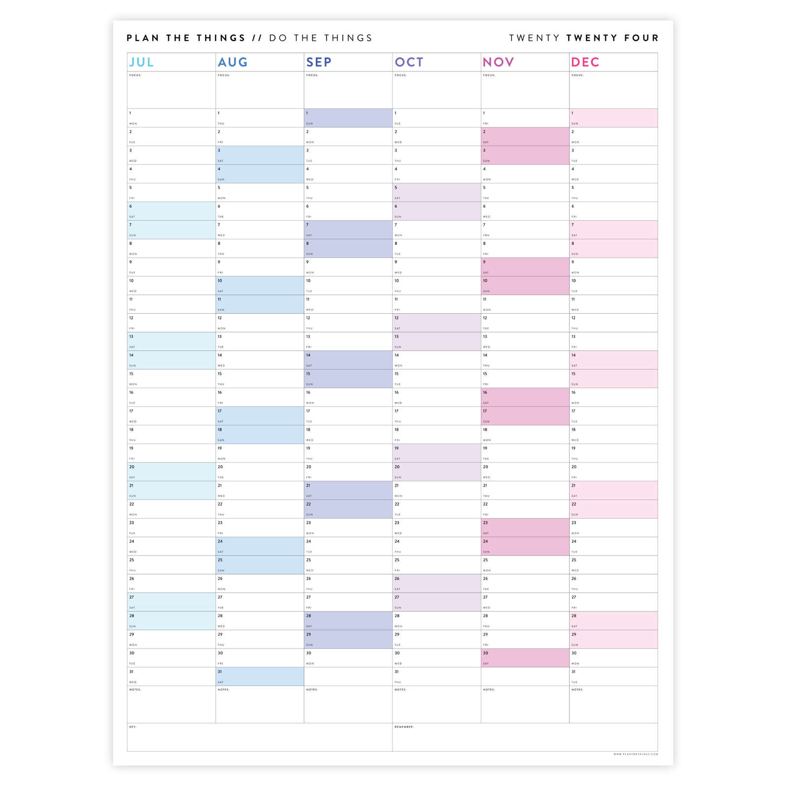 PRINTABLE 2024 SIX MONTH CALENDARS | JULY - DECEMBER // INSTANT DOWNLO - Plan The Things printable-2024-six-month-calendars-july-december-instant-downlo-plan-the-things