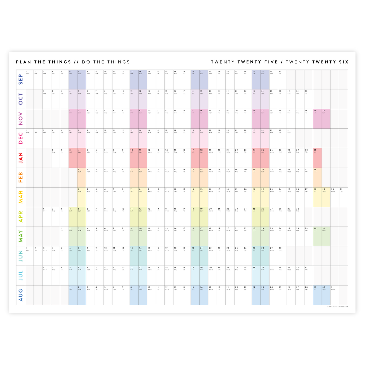 NEW FORMAT! GIANT 2025 - 2026 SEPTEMBER START ACADEMIC WALL CALENDAR | HORIZONTAL WITH ALIGNED WEEKENDS