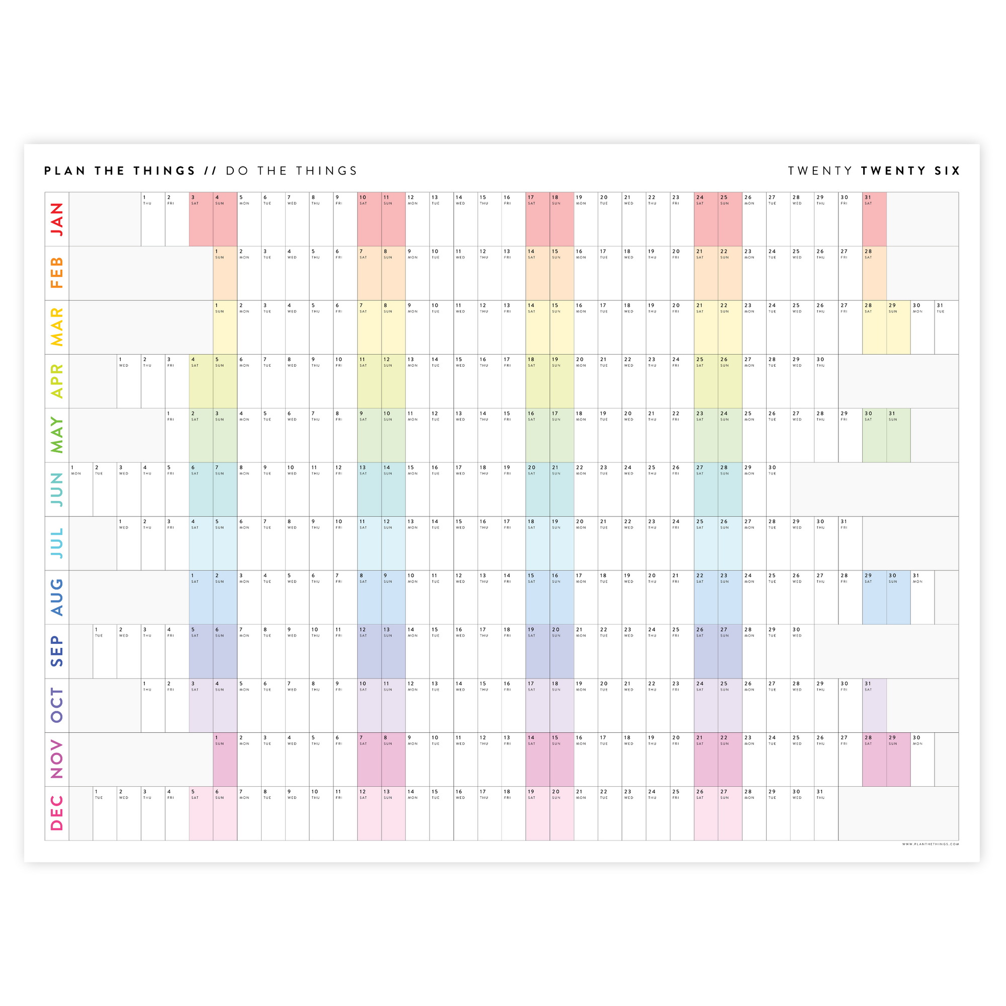 NEW FORMAT! GIANT 2026 ANNUAL WALL CALENDAR | HORIZONTAL WITH ALIGNED WEEKENDS