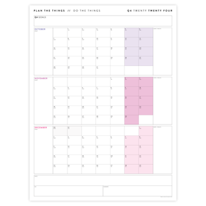 Q4 2024 QUARTERLY GIANT WALL CALENDAR (OCTOBER - DECEMBER 2024) - RAINBOW WEEKENDS