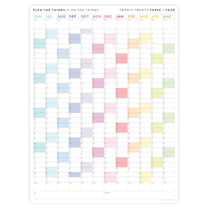 PRINTABLE 2023 / 2024 ACADEMIC WALL CALENDAR (JUNE START) | VERTICAL WITH RAINBOW WEEKENDS - INSTANT DOWNLOAD