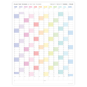 PRINTABLE 2023 / 2024 ACADEMIC WALL CALENDAR (SEPTEMBER START) | VERTICAL WITH RAINBOW WEEKENDS - INSTANT DOWNLOAD