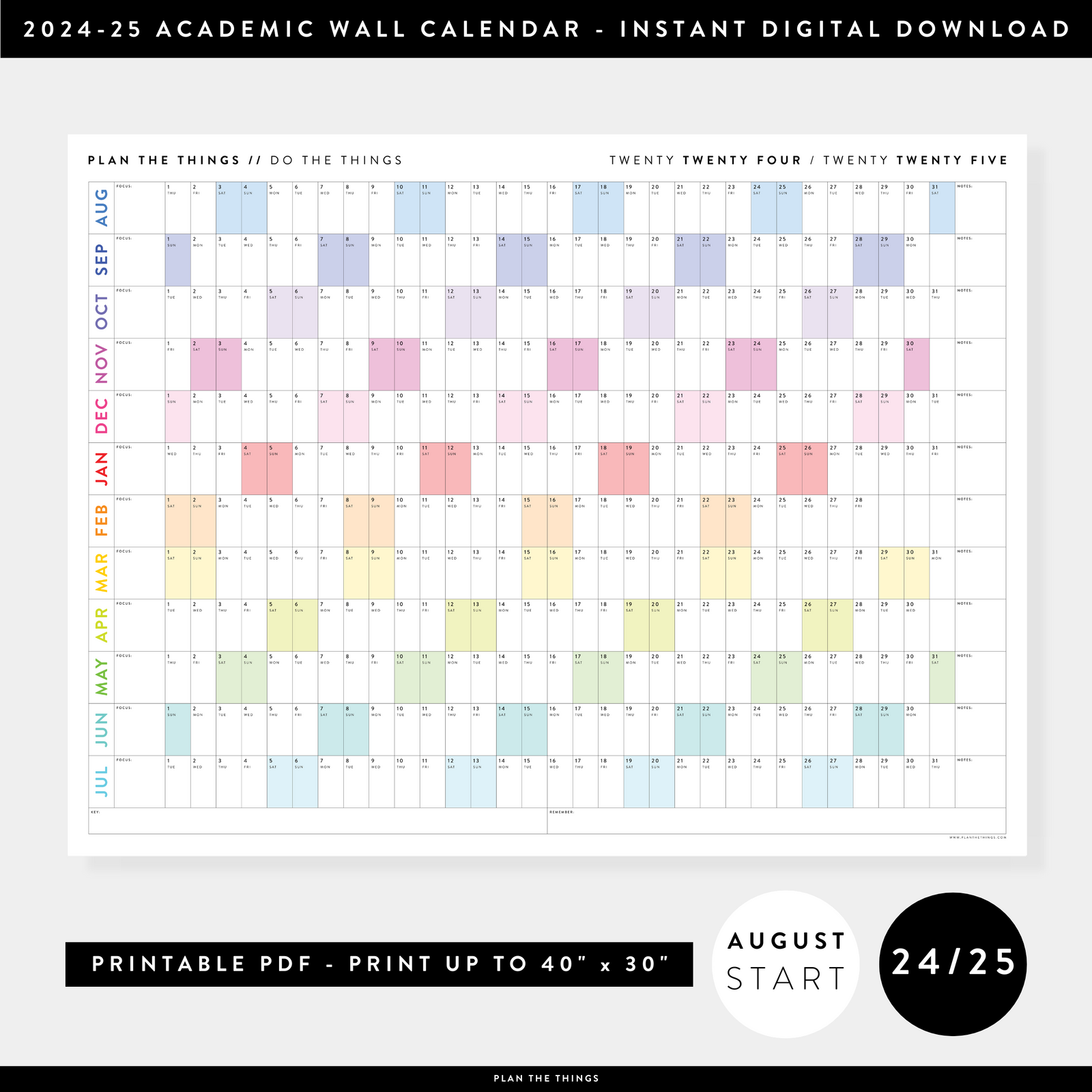 PRINTABLE 2024 - 2025 ACADEMIC CALENDARS (AUGUST START) // INSTANT DOW - Plan The Things printable-2024-2025-academic-calendars-august-start-instant-dow-plan-the-things