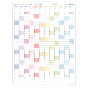 PRINTABLE 2026 - 2027 ACADEMIC WALL CALENDAR (SEPTEMBER START) | VERTICAL WITH RAINBOW WEEKENDS - INSTANT DOWNLOAD