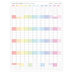 NEW! PRINTABLE VERTICAL 2026 WALL CALENDAR WITH ALIGNED RAINBOW WEEKENDS - INSTANT DOWNLOAD