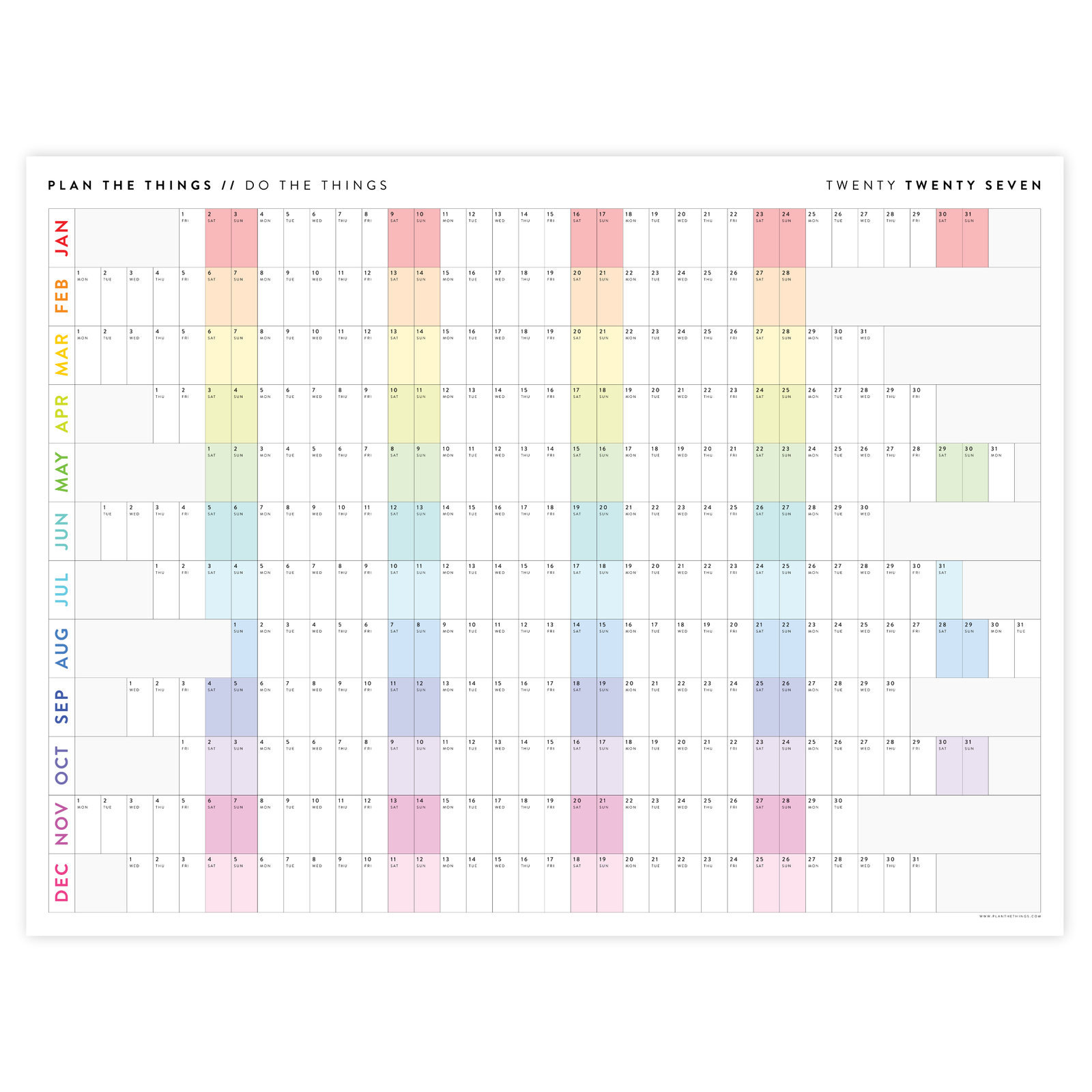NEW FORMAT! GIANT 2027 ANNUAL WALL CALENDAR | HORIZONTAL WITH ALIGNED WEEKENDS