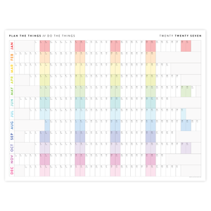 NEW! PRINTABLE 2027 HORIZONTAL WALL CALENDAR WITH ALIGNED WEEKENDS - INSTANT DOWNLOAD PRINT UP TO 48" x 36"