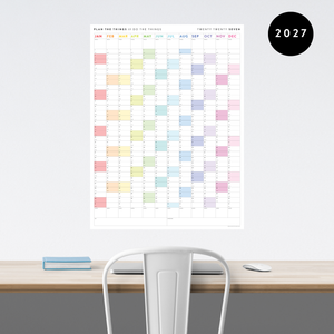 GIANT 2027 ANNUAL WALL CALENDAR | VERTICAL WITH RAINBOW WEEKENDS