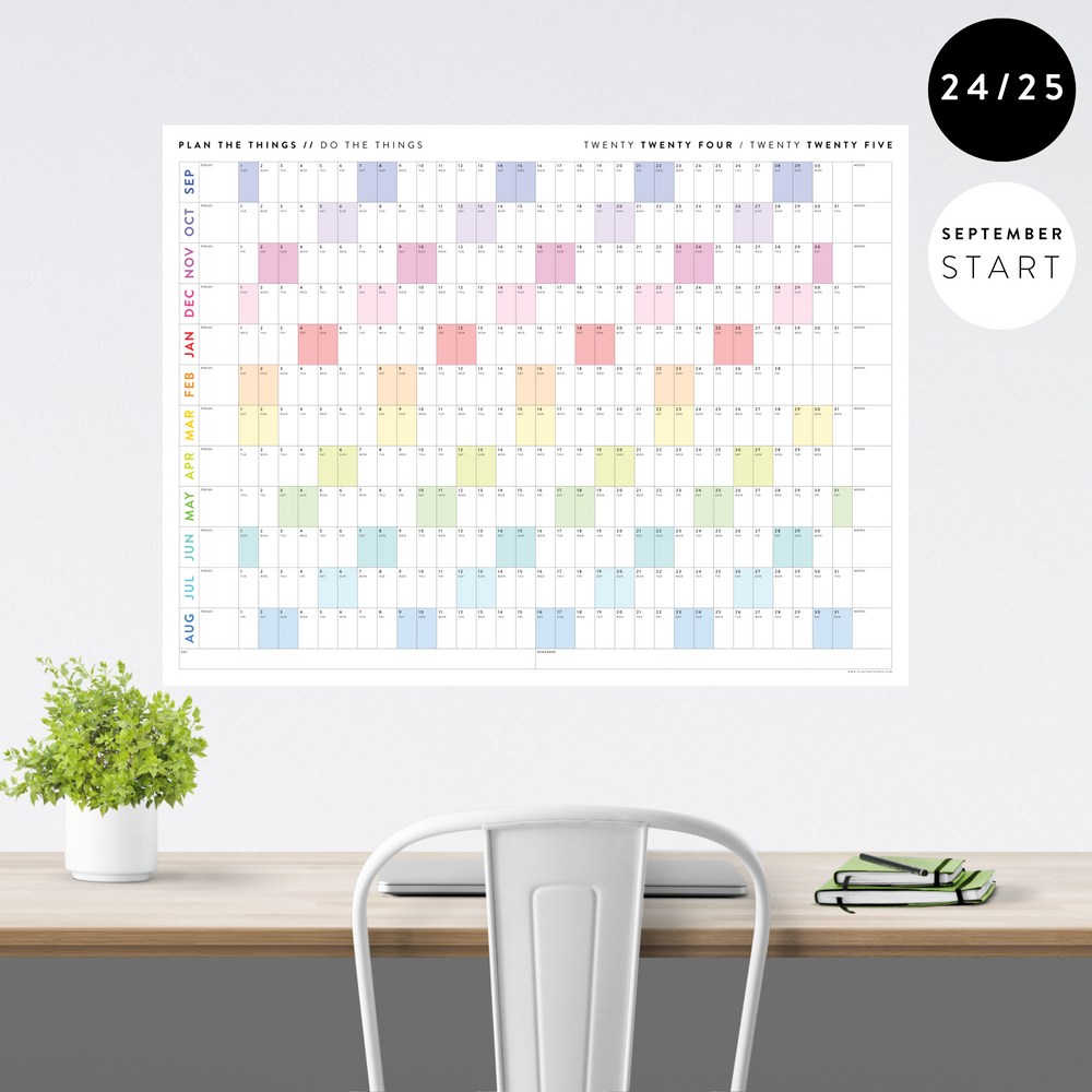 2024 2025 SEPTEMBER START ACADEMIC / MID YEAR WALL CALENDARS Plan