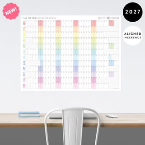 NEW FORMAT! GIANT 2027 ANNUAL WALL CALENDAR | HORIZONTAL WITH ALIGNED WEEKENDS