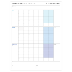 Q3 2026 QUARTERLY GIANT WALL CALENDAR (JULY - SEPTEMBER 2026) - RAINBOW WEEKENDS