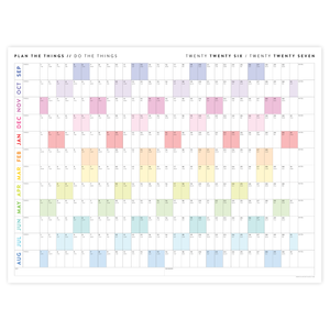 PRINTABLE 2026 - 2027 ACADEMIC WALL CALENDAR (SEPTEMBER START) | HORIZONTAL WITH RAINBOW WEEKENDS - INSTANT DOWNLOAD