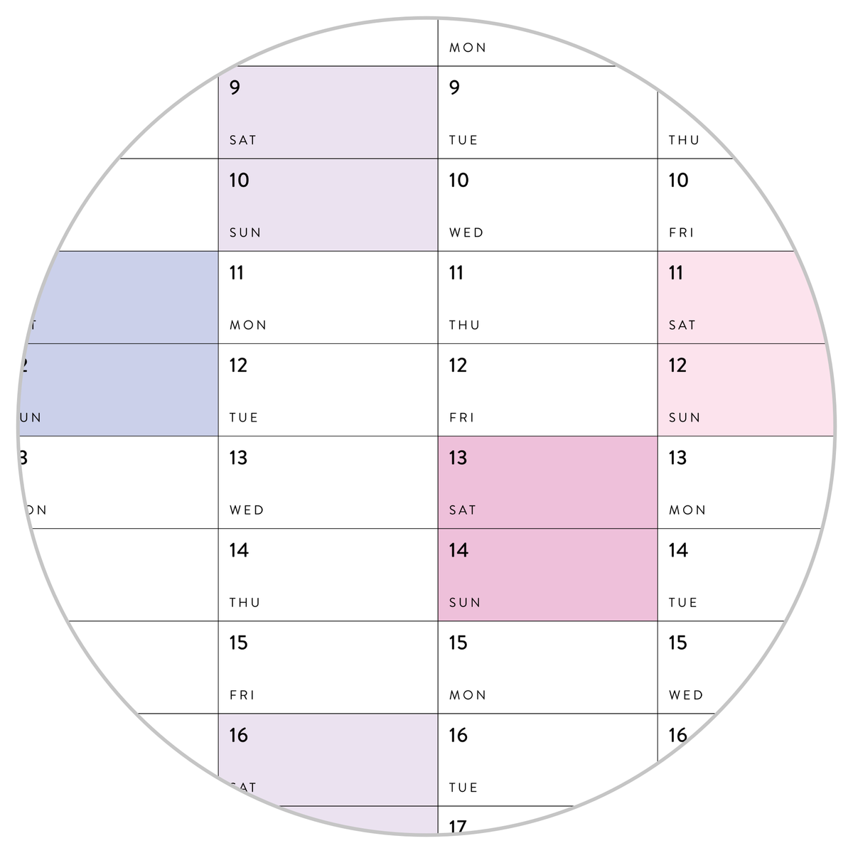 2025 - 2026 ACADEMIC WALL CALENDAR (JUNE START) | VERTICAL WITH RAINBOW WEEKENDS
