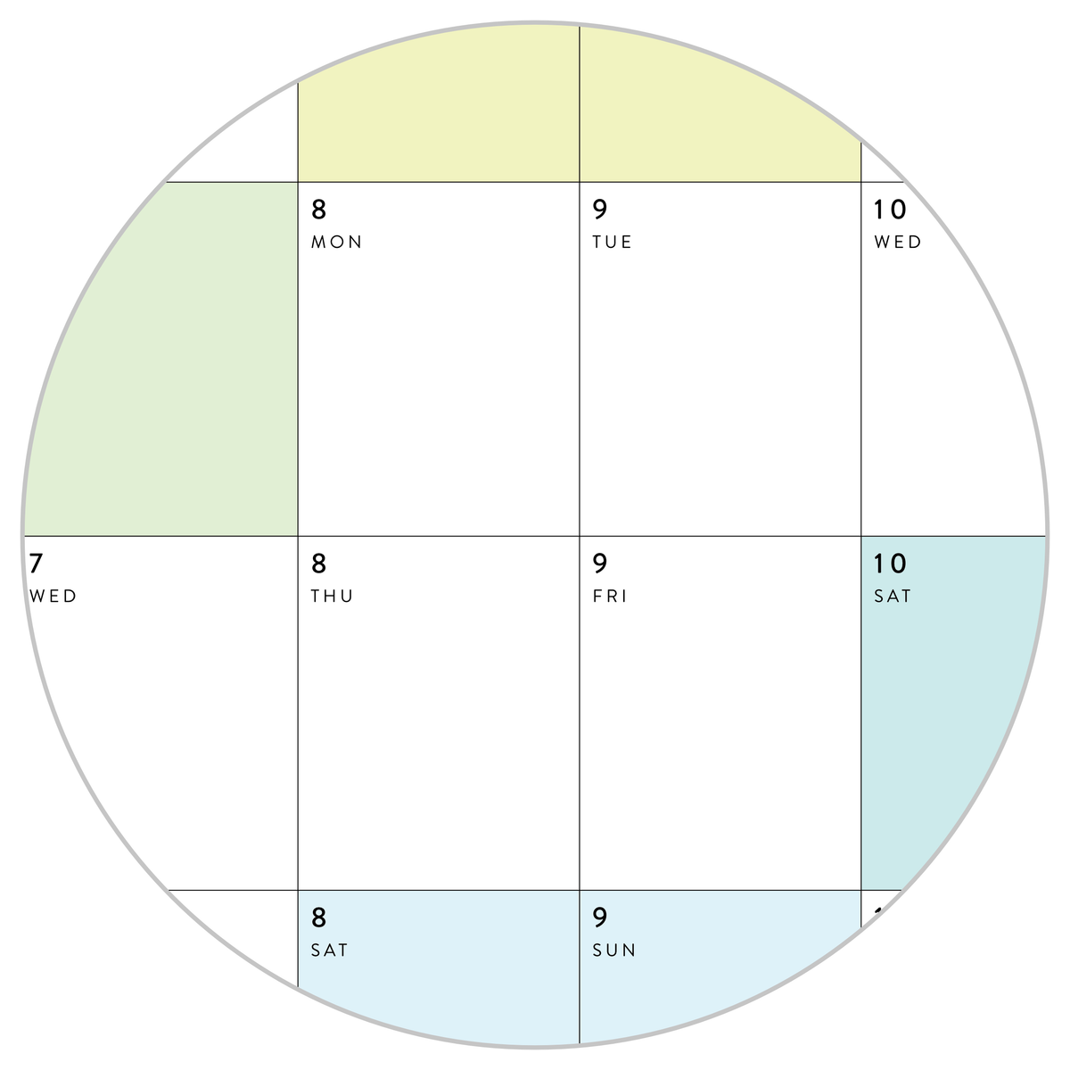 PRINTABLE 6' x 3' MASSIVE 2025 SIMPLIFIED  WALL CALENDAR WITH RAINBOW WEEKENDS - INSTANT DOWNLOAD