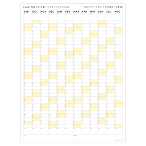 PRINTABLE 2023 / 2024 ACADEMIC WALL CALENDAR (SEPTEMBER START) | VERTICAL WITH YELLOW WEEKENDS - INSTANT DOWNLOAD