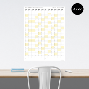 GIANT 2027 ANNUAL WALL CALENDAR | VERTICAL WITH YELLOW WEEKENDS