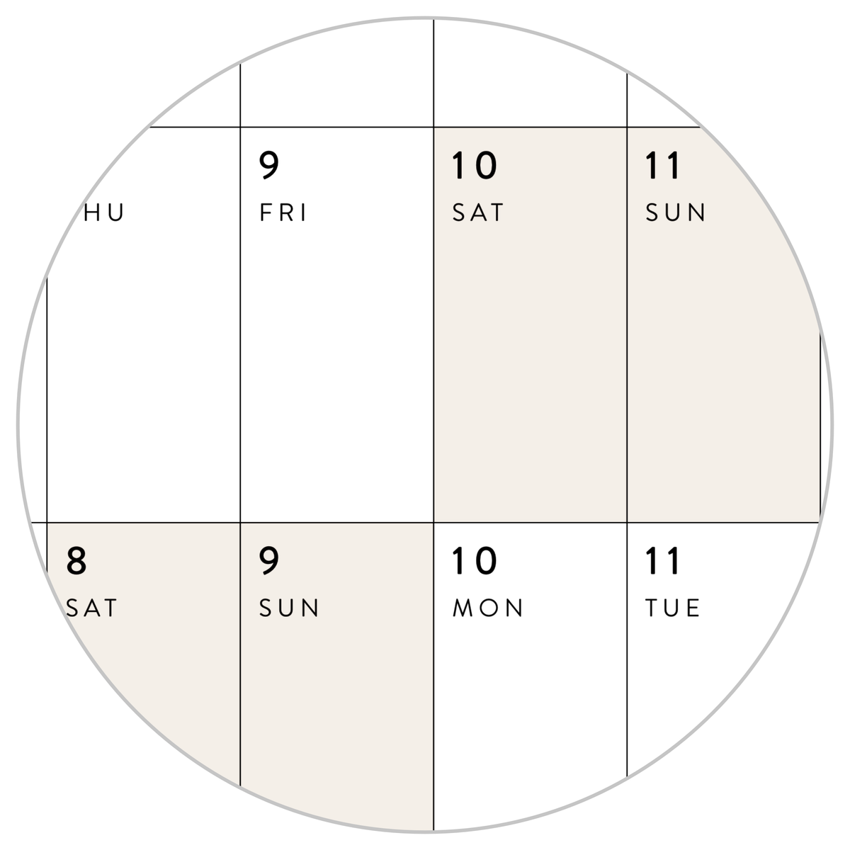 GIANT 2027 ANNUAL WALL CALENDAR | HORIZONTAL WITH BEIGE WEEKENDS